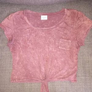 Pacsun LA Hearts Burgundy Acid Wash Crop Top